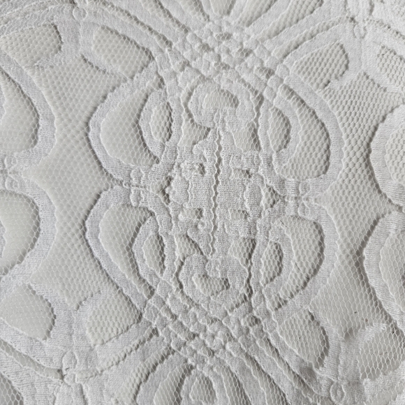 White Lace Button Up Mother Of Pearl Buttons Size 1X See Through Sexy Romantic - Picture 4 of 10